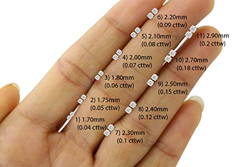 0.04CTTW Very Small Round Natural Diamond Stud (IGI Certified 0.70 ct & up) Plus Quality Screw Back Earrings in 14k Solid White Gold, 0.04 Ctw - 2.00 Ctw) - Thumbnail 3