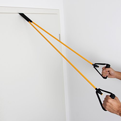 POWRX-Tube-Expander-Resistance-Band-mit-Schaumstoffgriffen-inkl-Tueranker-Fuer-Yoga-Pilates-Fitness-Kraft-Training