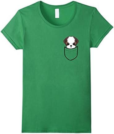 Women's Dog In Your Pocket Shih Tzu T-Shirt Pocket Shih Tzu Small Grass