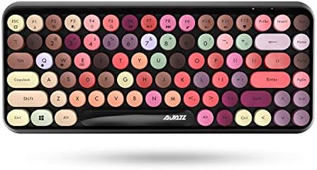 Ajazz ブルートゥース タブレット用キーボード かわいい レディースキーボード ワイヤレスキーボード コンパクトキーボード 軽量 Bluetooth タイプライター 英語配列 カラフル キーボード