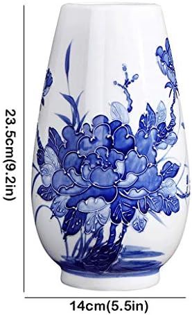 NYKK Flower Vases for Decor Blue and White Porcelain Hand-Painted Vase，Ornamental Vase for Dwelling Decor Dwelling Room Workplace ，Handmade Artwork Ornament (Blue) Fashionable Dwelling Decor Vase (Shade : B)