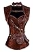 Charmian Women's Retro Goth Spiral Steel Boned Brocade Steampunk Bustiers Corset with Jacket and Belt Brown X-Large