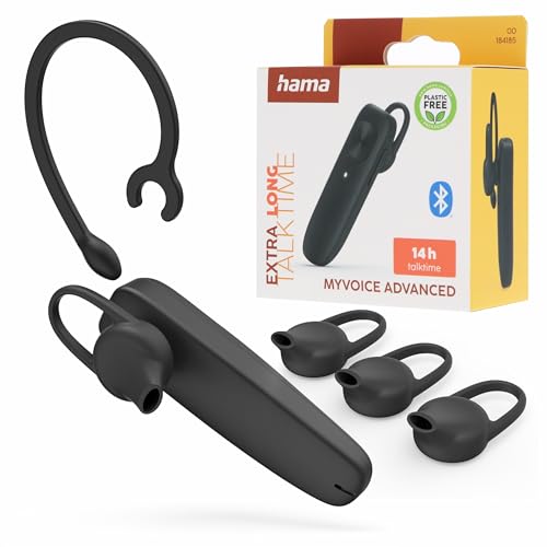 | Auricular Bluetooth Mono Profesional (Manos Libres 14h Conversación Multipunto Clip Sujeción Ultraligero Control Volumen) Negro