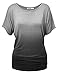 WT990 Womens Round Neck Short Sleeve Dip-Dye Dolman Top XXL Black