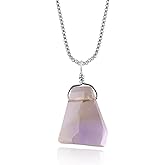 YANARA Ametrine Quartz Necklace For Women Handmade Pendant April Birthstone, Natural Raw Stone Rough Crystal Gemstone Dainty Chakra Crystals, Silver Plated Chain 18 inch Adjustable