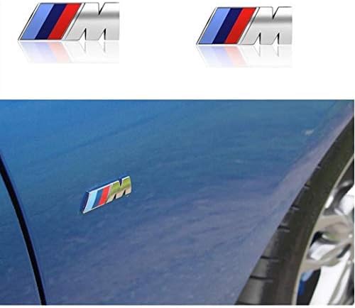 2 Pcs M Power Badge Tri Color Rear Emblem Fender Side Emblem Car Decal Logo Sticker for M E30 E36 E46 E34 E39 E60 E65 E38
