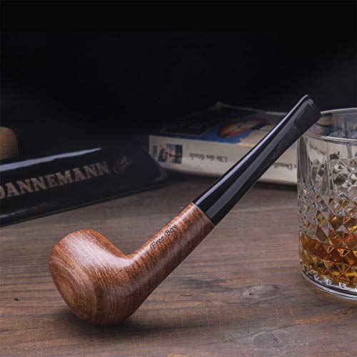 Tobacco Pipe Set, Free Boy Handmade Wooden Straight Stem Smoking Pipe with Accessories (Filter Elements, Filter Balls, 3 in 1 Scraper, Pipe Cleaners, Pipe Tip Grips, Bag, Box)