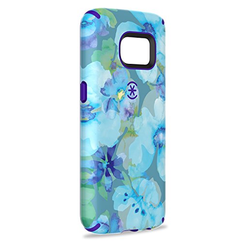 Speck Products Samsung Galaxy S7 Case, CandyShell Inked Case (Aqua Floral Blue/Ultraviolet Purple),  Protective Case