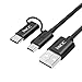iXCC USB C Micro USB 2 in 1 Cable, 6 Feet Micro USB Sync and Charge Cord with USB Type C to Micro USB Adapter Compatible with Android Phone, MacBook, Chrome Pixel and More