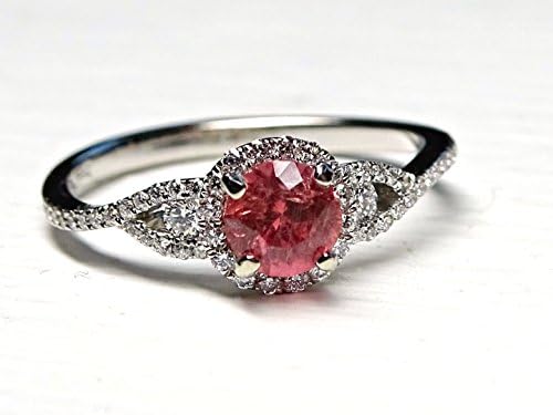 padparadscha ring, solitaire engagement ring white gold, solitaire sapphire ring, diamond halo engagement ring, padparadscha sapphire ring