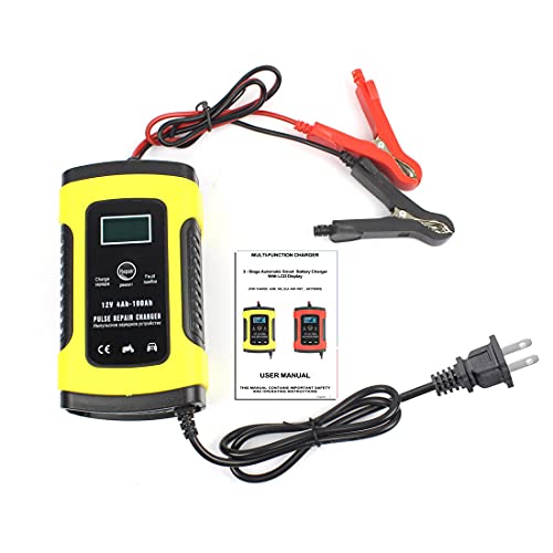 DQST Cargador de Bateria de Auto 12V 6A con LCD Pantalla, Ajuste Inteligente de Corriente para Cargar y Proteger La Batería. Aplicado a Coche, Motocicleta, SUV. | Ajuste Inteligente de Corriente para Cargar y Proteger La Batería. Aplicado a Coche, Motocicleta, SUV.