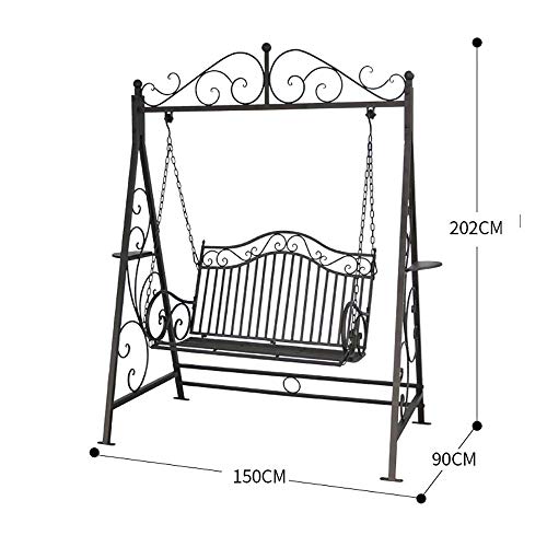 Bels Gartenschaukel FüR Erwachsene Metall, Schwarz Gartenschaukel FüR 2 Personen Schaukel Garten Erwachsene 202x90x150cm – Bild 3