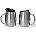 Stainless Steel Double Wall Mugs - Perfect for Coffee, Tea, Beer - Set of 2 with Bonus Lids, 14oz (420mL) (2, Stainless Steel)
