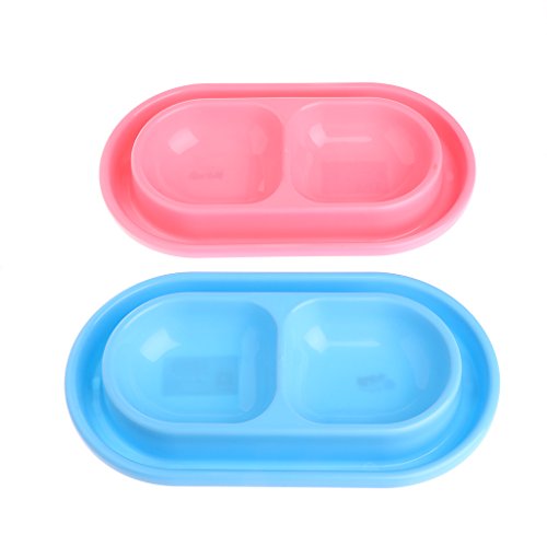 dfsdmlp Pet Feeding Double Bowls,Plastic Anti Ants Water Food Feeder for Cats Dogs Puppy(Random Delivery)