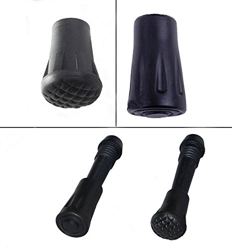 Shuxy Trekking Pole Tip Protectors Hiking Walking Pole Replacement Universal Black Rubber Covers Caps includes Walking Rubber Tip Protector, Snowflake Basket, Mud Basket, Connector etc