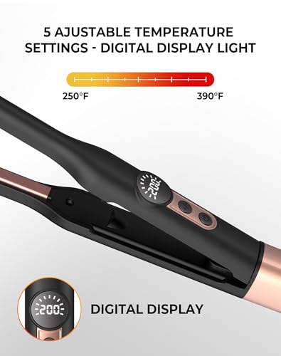 UMIGA Mini Pencil Hair Straightener, Travel Straighteners, 2-in-1 Straightener & Curler, Travel-Size with 4 Adjustable Temperatures,Portable Lightweight Design for Short Hair & Beards
