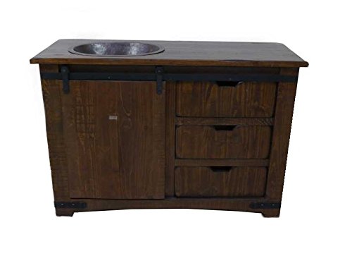 Brown Farmhouse Sliding Barn Door Single Sink Bathroom Vanity (50 Inch)