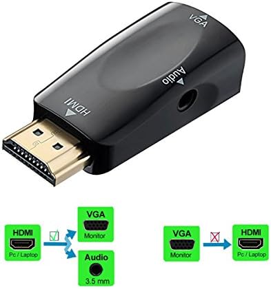 HDMI to VGA Converter Adapters, Hyfanda Gold-Plated HDMI to VGA Converter Adapter for PC, Laptop, DVD, Desktop and Other HDMI Input Devices - Black