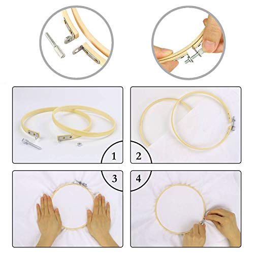 Embroidery Starter Kit Bamboo Embroidery Hoops Set Cross Stitch Hoop Ring Imitated Sewing Scissors 100 Color Embroidery Threads Floss 2 Pieces Aida Cloth Cross Stitch Tools Kit for Sewing