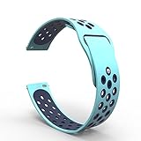 B-Great 20mm Quick Release Breathable Watch Band Compatible with Garmin Vivoactive 3/Samsung Gear Sport/Ticwatch 2/Ticwatch E/Samsung Gear S2 Classic Watch, One Size, Aqua/Navy