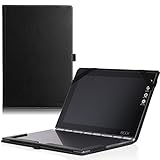 MoKo Lenovo Yoga Book Case, Ultra Compact Slim Folio Leather Cover Case for Lenovo Yoga Book YB1-X90F, YB1-X91F 10.1 Inch 2-in-1 Tablet/Laptop, Black
