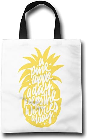 A Pineapple A Day Keeps The Worries Away Free Printable Reusable Shopping Grocery Bag Lightweight Polyester Foldable Beach Travel Tote