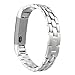 MoKo Fitbit Alta HR and Alta Band, Universal Stainless Steel Replacement Watch Bracelet Band Strap with Fold Over Clasp for Fitbit Alta / Fitbit Alta HR, Tracker NOT Included - SILVER