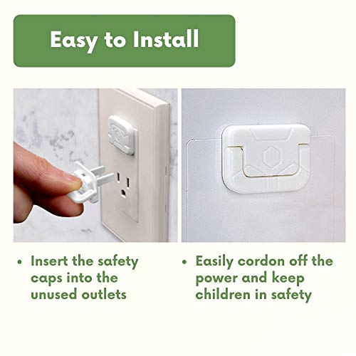 Baby Proof Outlet Covers Wall Plug Socket Caps 40pcs Toddler Children Safety Protector Durable Steady Home Accidental Shock Hazard Prevention Guards BPA Free for US 2-Prong Socket White