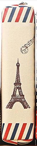 IWantOne French Paris Retro Style Large Canvas Pencil Case with Lots of Capacity for Boys or Girls France (Model 1)