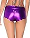 iHeartRaves Metallic Booty Shorts for Women - Shiny Dance Rave Bottoms (Purple, Small)