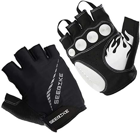 SEEBIKE Cycling Gloves Fingerless Bicycle Gloves for Men Boys with Silicone Direct Injection Palm Outdoor Sports Half Finger Mountain Road Bike Gloves