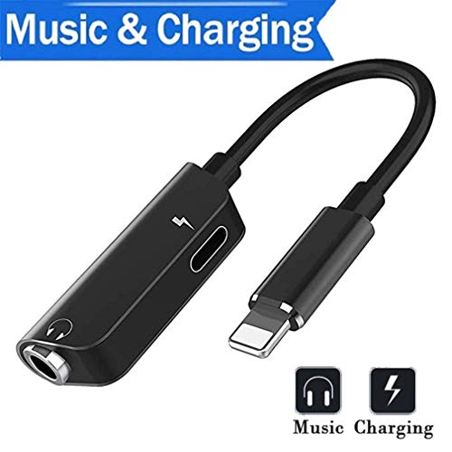 UCDOUIT for iPhone Adapter Headphone Adapterwith iPhone X/XS/XS MAX/XR 8 / 8Plus 7/7 Plus 3.5mm Jack Dongle Earphone Connector Convertor 2 in 1 Accessories Cable Charge & Audio Compatible with