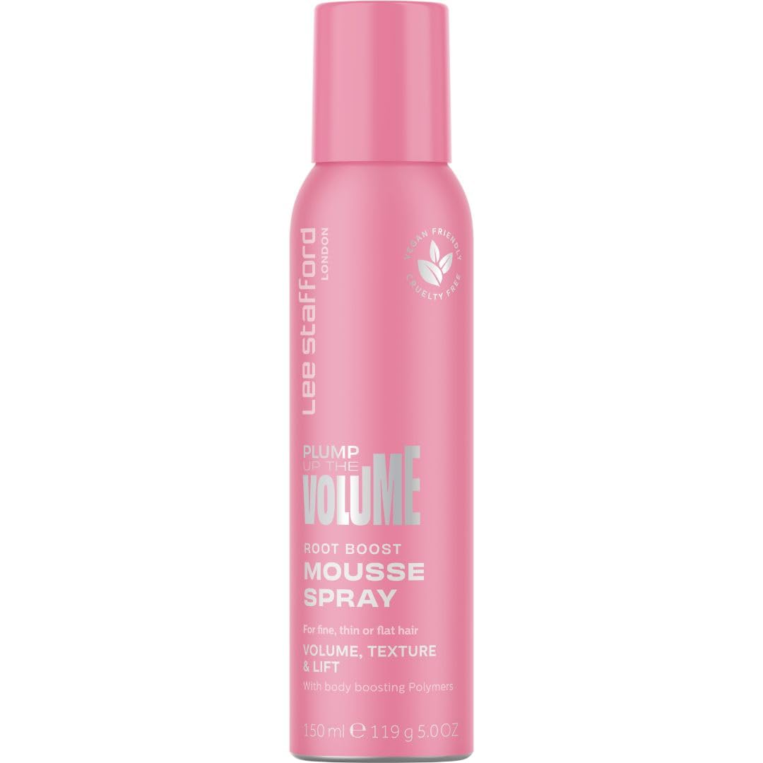 Lee Stafford Volumising Mousse | Plump Up The Volume Collection - Lightweight Root Boost Foam Spray, Non-Sticky, Thickening for Fine Hair, Long Lasting, Helps Curl Girls, for Men & Women, 150 ml