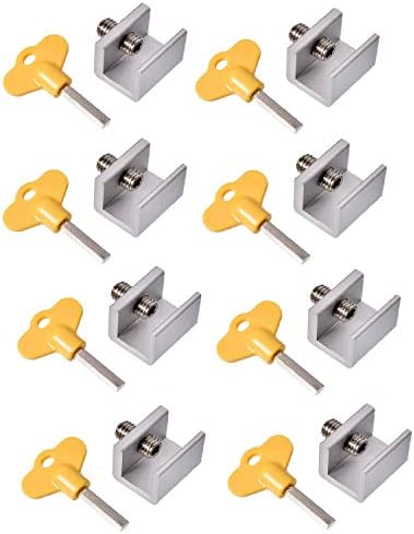 JIUZHI 8pcs Sliding Window Lock Adjustable Security Lock for Sliding Aluminium Alloy Door and Window, Single Lock