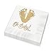 Oh Baby Feet Beverage Cocktail Napkins/Set Of 25 White Paper Napkins With Gold Foil Baby Feet Imprint