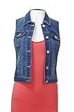Women's Denim Vest Stretchy Nice Stone Washed W Hand sanding Medium M