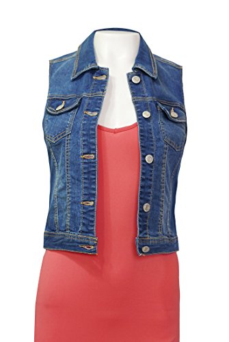 Women's Denim Vest Stretchy Nice Stone Washed W Hand sanding Medium M