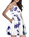 FANCYINN Women’s Floral Print Short Dress Spaghetti Strap Backless Mini Skater Dress Blue Floral S