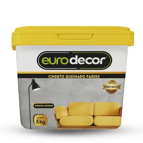 Cimento Queimado 5KG Euro decor para Parede e Piso | Revestimento Decorativo com Efeito Cimento Queimado, Acabamento Moderno e Alta Durabilidade (Crômio, 5KG)