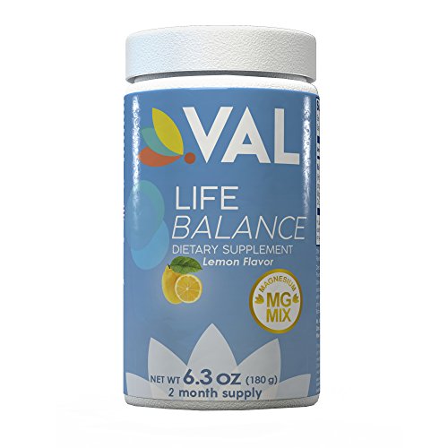 Val Magnesium Supplement (Life Balance) for Migraines, Headaches, Cramps and Constipation Relief - Contains Citrate, Glycinate and Chelate (400mg/serving) Non-GMO, Gluten-Free, Vegan (Lemon)