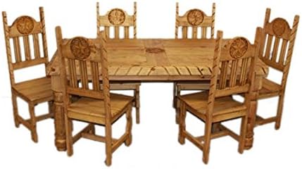Rustic Star Rope Dining Room Set Western Cabin Lodge Real Solid Wood