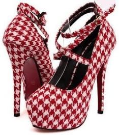 JELESION 2014 Summer Women's Sexy Pumps Vintage Red/Black Bottom Platform Strappy High Heels Party Shoes