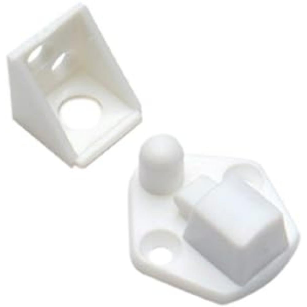 Merriway BH01537 (12 Pcs) Peglock Cupboard Cabinet Door Catches White Nylon - Pack of 12 Pieces