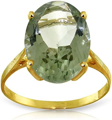 ALARRI 7.55 CTW 14K Solid Gold Ring Natural Green Amethyst With Ring Size 5