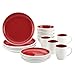 Rachael Ray Rise Stoneware 16-Piece Dinnerware Set, Red