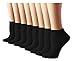 Womens Athletic No Show Running Socks 8 Pack Black, shoe size 4-10