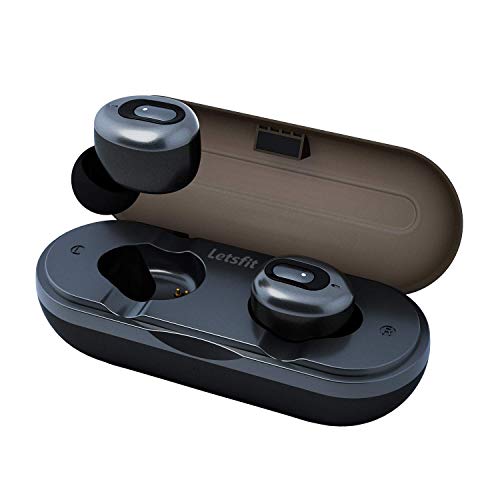 Wireless Earbuds, Letsfit True Wireless Bluetooth Headphones, 3D Stereo Sound in-Ear Earphones, 3 Hours Playtime, Bluetooth 5.0 Wireless Headphones with Built-in Mic and Charging Box