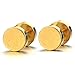 2pcs 7mm Gold Screw Stud Earrings Men, Stainless Steel Cheater Fake Ear Plugs Gauges Illusion Tunnel