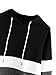 DIDK Women's Colorblock Lightweight Long Sleeve Pullover Hoodie Sweatshirt Black Grey L