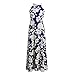 Amiley Summer Floral Printed Bohemia Long Maxi Evening Party Dress Beach Cocktail Party Dresses Sun dress (M, Dark blue)